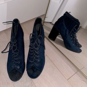 Navy Lace-Up Booties